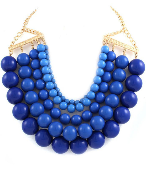 Blue Multilayered Oversized Pearl Bib Necklace