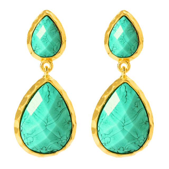 turquoise teardrop gold earrings