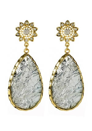 Amrita Singh Cassia Spring Crystal Aqua Gold Earrings 