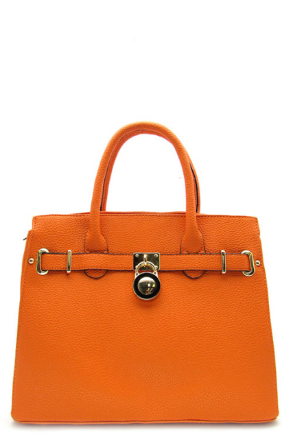 Orange Togo Padlock Satchel Handbag
