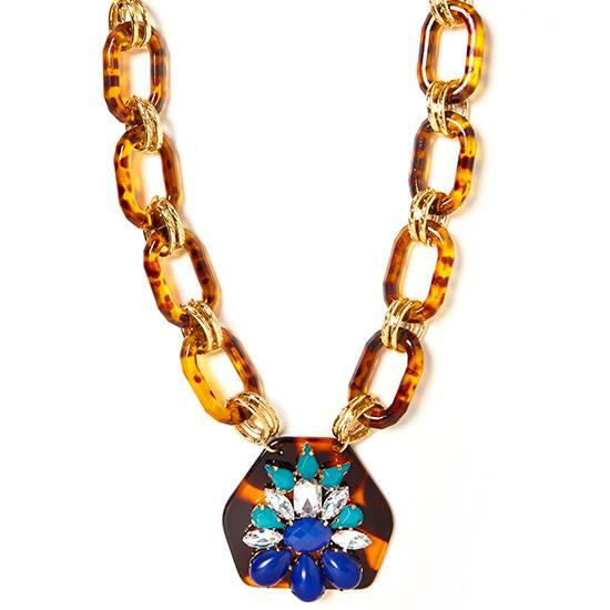 navy tortoise crystal pendant necklace