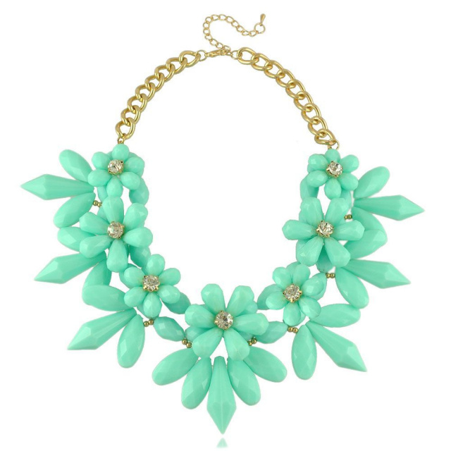mint green flower spike necklace
