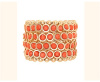 Coral Bezel Set Stone Wide Stretch Bracelet