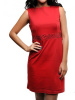 Red Jeweled-Waist Sheath Ponte Knit Dress