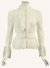 White Lace Cascading Ruffle Embroidered Blouse