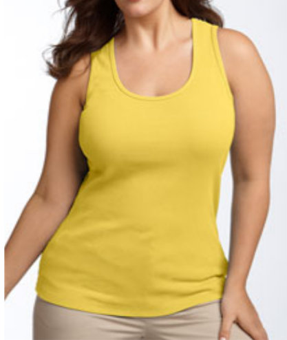Yellow Ribbed Knit Scoop Neck Tank Sleeveless Top