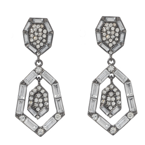 Amrita Singh Austrian Crystal Art Deco Drop Earrings 