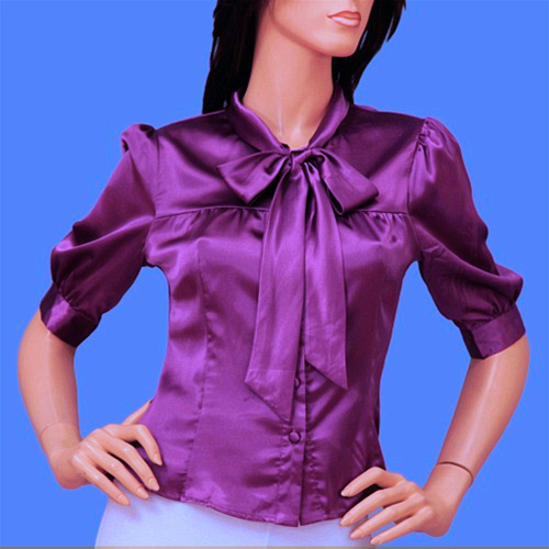 purple bow blouse