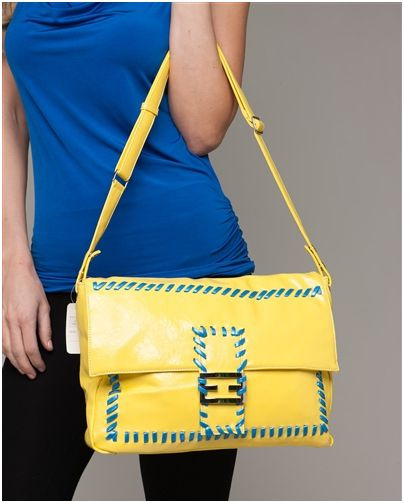 Yellow Foldover Satchel Woven Bag