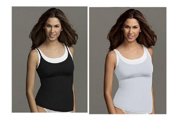 Black White Slimming Tummy Toning Layered Tank 