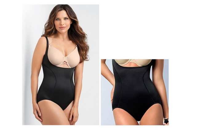 Black Firm Control Open-Bust Torsette Body Shaper Bodysuit