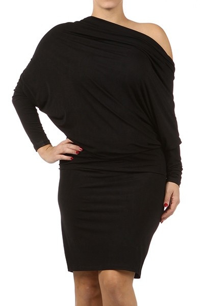 Black Draped Dolman Multi Ways Jersey Dress