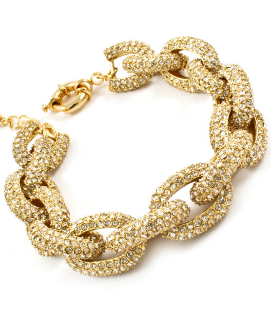 Gold Pave Crystal Chunky Link Bracelet