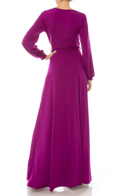 Dresses-Magenta Wrap Long Sleeves ...