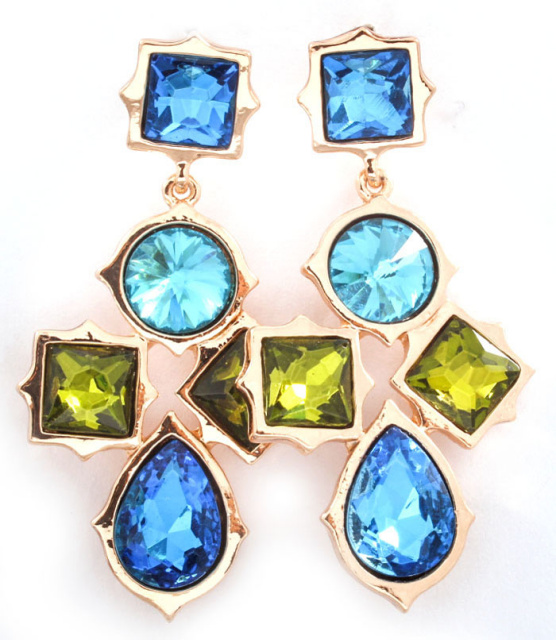 Blue Topaz Citrine Multi Gemstone Chandelier Earrings