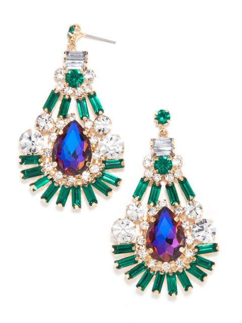 Emerald Mystic Topaz Fan Teardrop Earrings