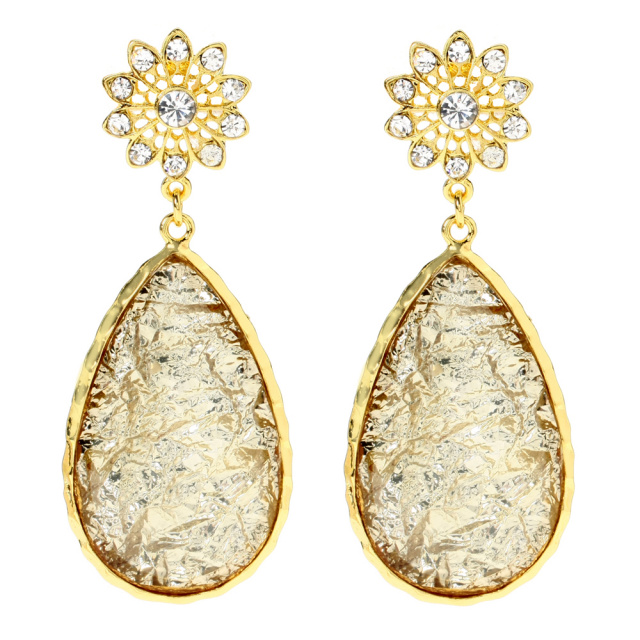 Amrita Singh Cassia Spring Crystal Gold Teardrop Earrings 