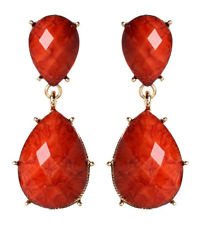 Amrita Singh Coral Gold-tone Two-Tiered Resin Stone Earrings.