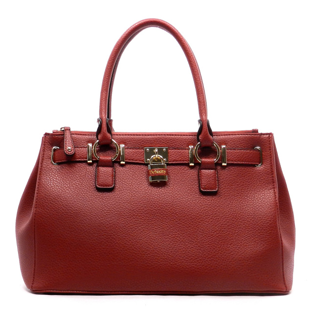 Red Burgundy  Classic Padlock Pebble Satchel Handbag