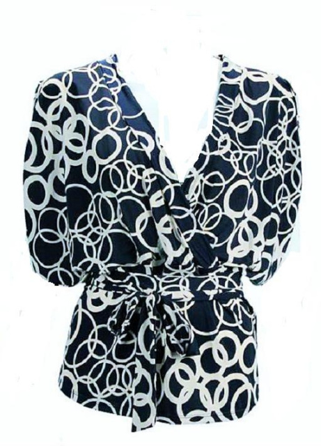 Navy Geometric Print  Wrap Top