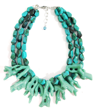 Turquoise Coral Reef branch layered Necklace