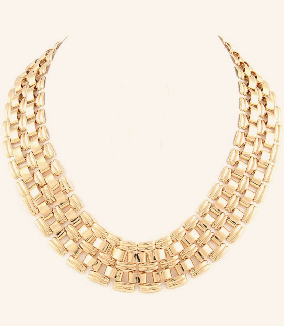 Gold Panther Cobblestone Link Choker Necklace