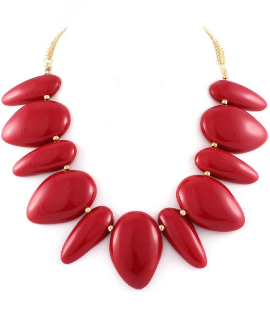 Red Coral Tribal Bead Necklace