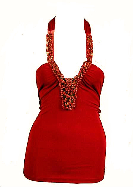 red beaded halter top