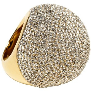 Gold-Tone & Crystal Pavé Dome Stretch Ring