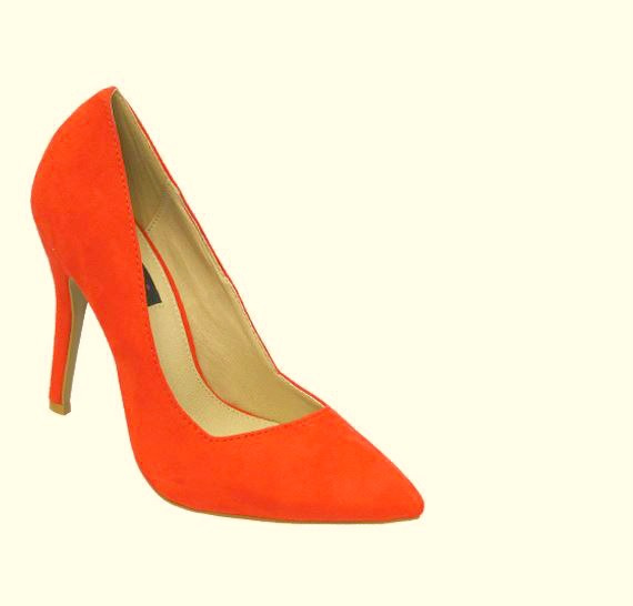 Orange Pointy Toe Suede Pump