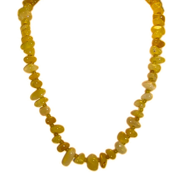 Genuine Yellow Agate Precious Gemstone Necklace 30"