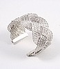Silver Knitted Woven Braided Metal Cuff Bracelet