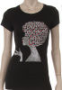 Afro Red Earrings Rhinestone  Embellished T-Shirt