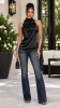 Black Satin Cascading Ruffled Halter Zip Top