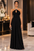 Black Connected Apparel Chain Keyhole Jersey Maxi Dress