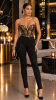 Black Panel Ponte Slim Stretch Pants