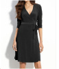 Black Jersey Knit Classic Wrap Dress