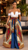 Blue Denim Dashiki African Print Wide Legs Palazzo Pants