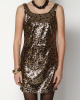 Romeo & Juliet Couture Gold Sequin Sheath Dress