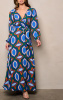 Blue Striped Wrap Chiffon Maxi Dress