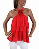 Red Floral Tiered Ruffle Chiffon Halter Top