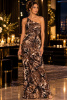 Leopard Print  One-Shoulder Asymmetrical Maxi Jersey Dress