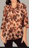 Animal Print Leopard Cowl Georgette Chiffon Blouse 