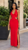 Red Slit Cut Out Halter Neck Jersey Dress