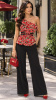 Red Floral Roses Multi Print One Shoulder Ruffle Top