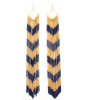 Blue Tribal Fringe Tassel Duster Earrings