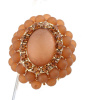 Brown Large Oval  Beaded Stretch Cluster Cocktail Ring
