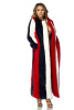 Red Multi Stripe Faux Fur  Maxi Coat 