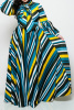 Plus Size Blue Multi Striped Bow Maxi Dress