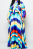 Plus Size Blue Multi Ombre Striped Bow Maxi Dress